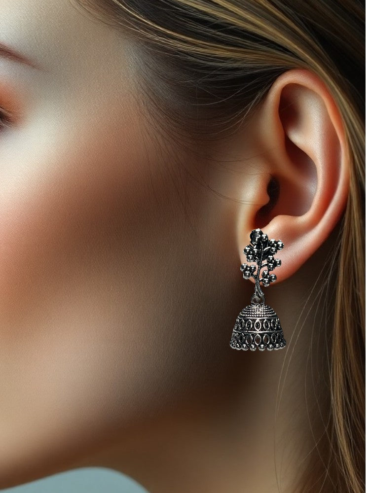 Oxidised Tree small Jhumki Earrings