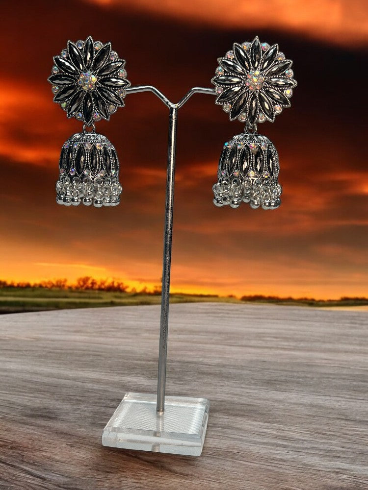 Oxidised Abha Jhumki Earrings