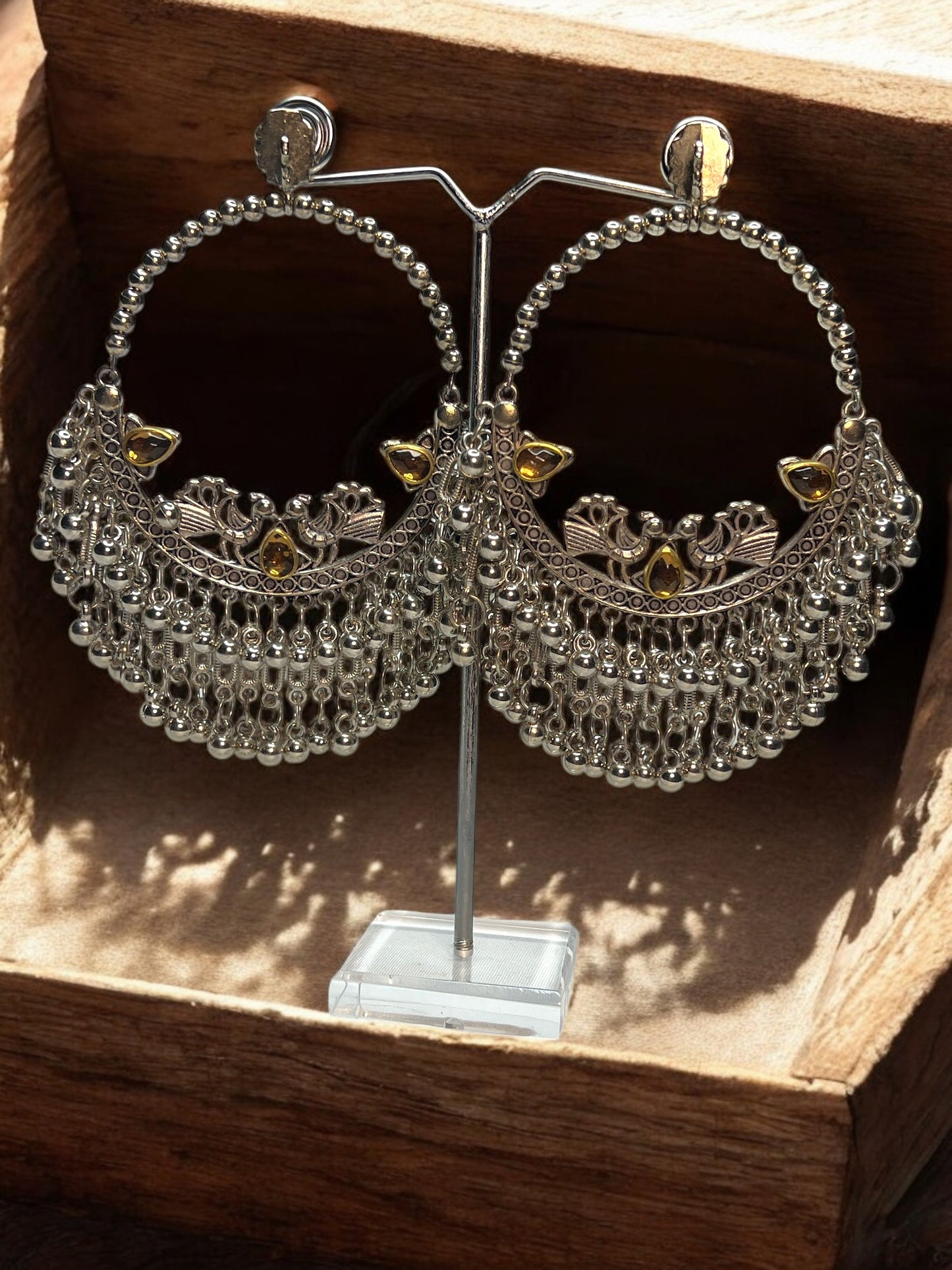 Oxidised Hoops Dangler Earrings