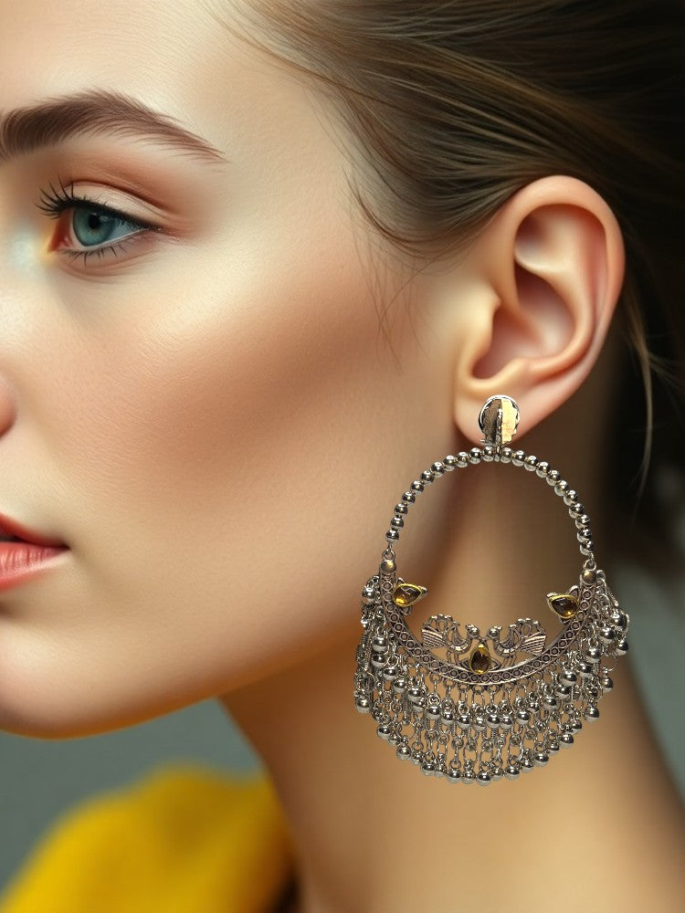 Oxidised Hoops Dangler Earrings