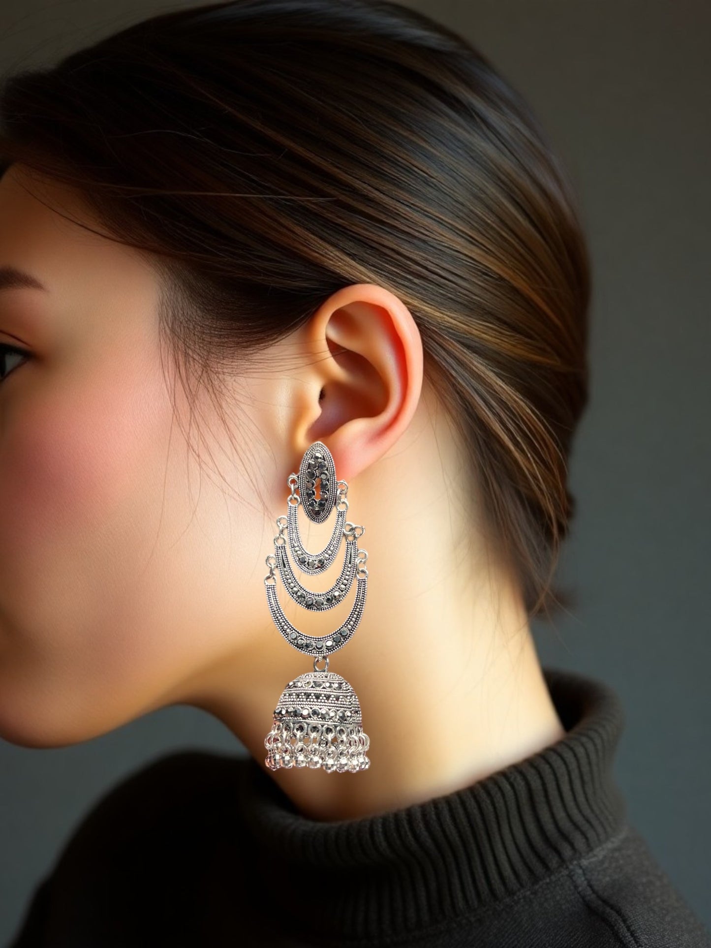 Oxidised Nimrit Dangler Earrings