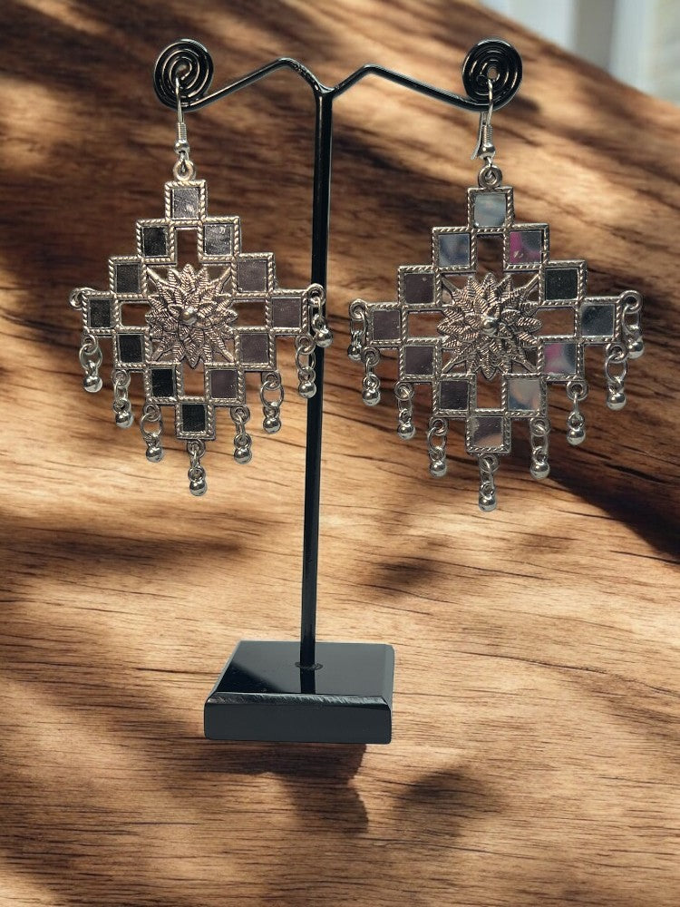Oxidised Step Dangler Earrings
