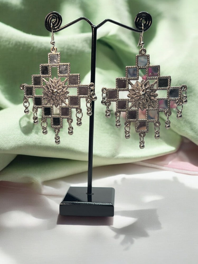 Oxidised Step Dangler Earrings