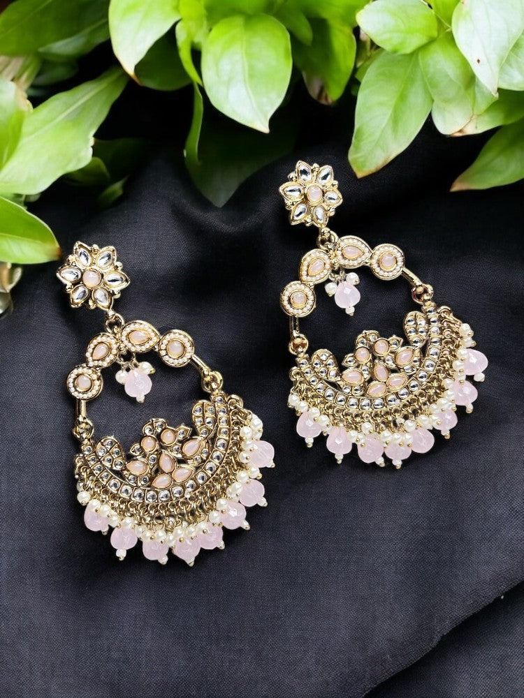 Baby Pink Anika Chandbali Earrings