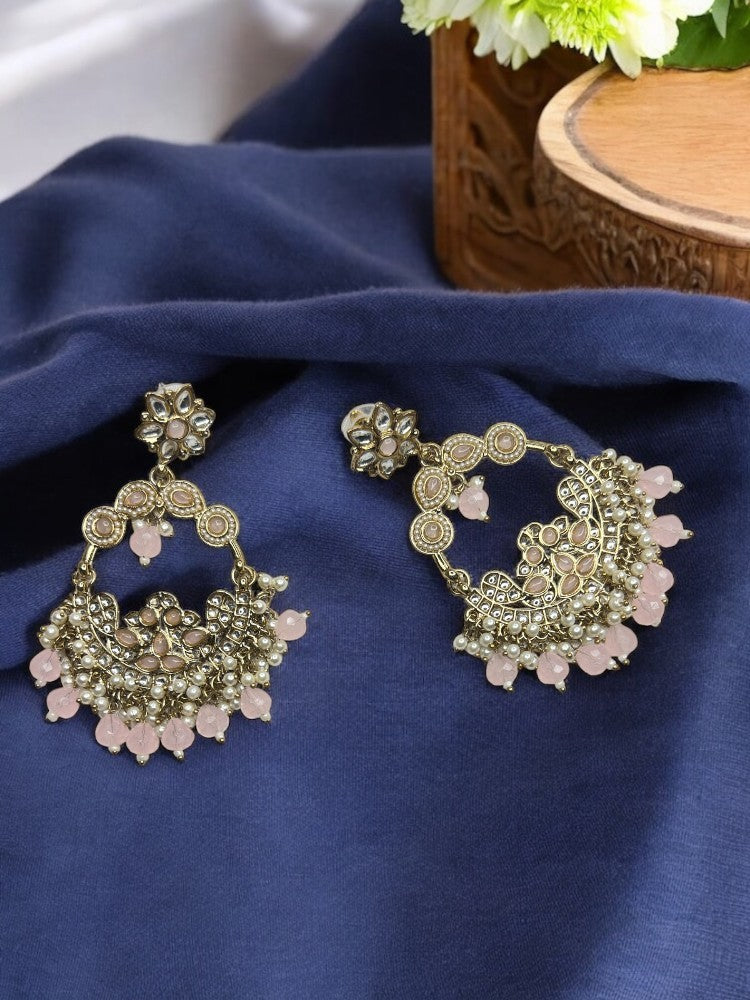 Baby Pink Anika Chandbali Earrings