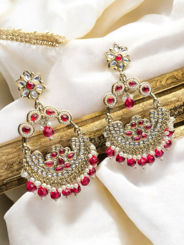Pink Anika Chandbali Earrings