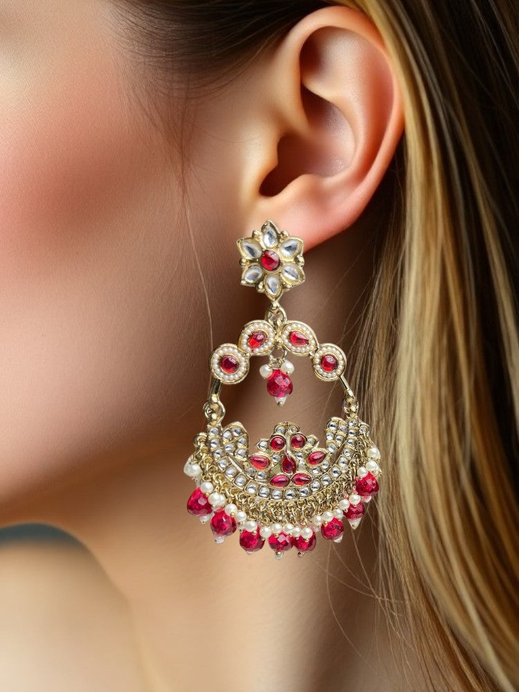 Pink Anika Chandbali Earrings