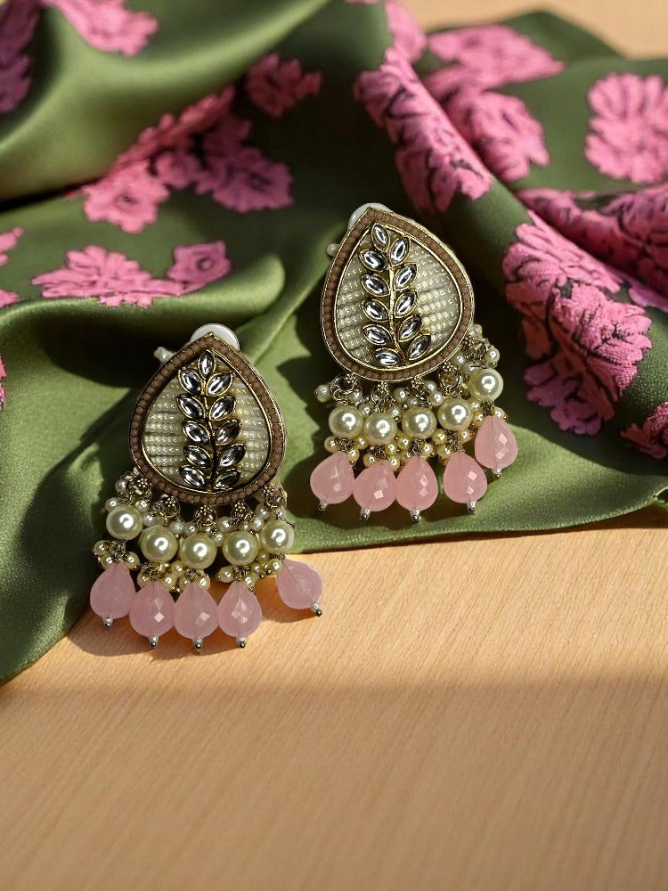 Pink Kiran Pearl Dangler Earrings