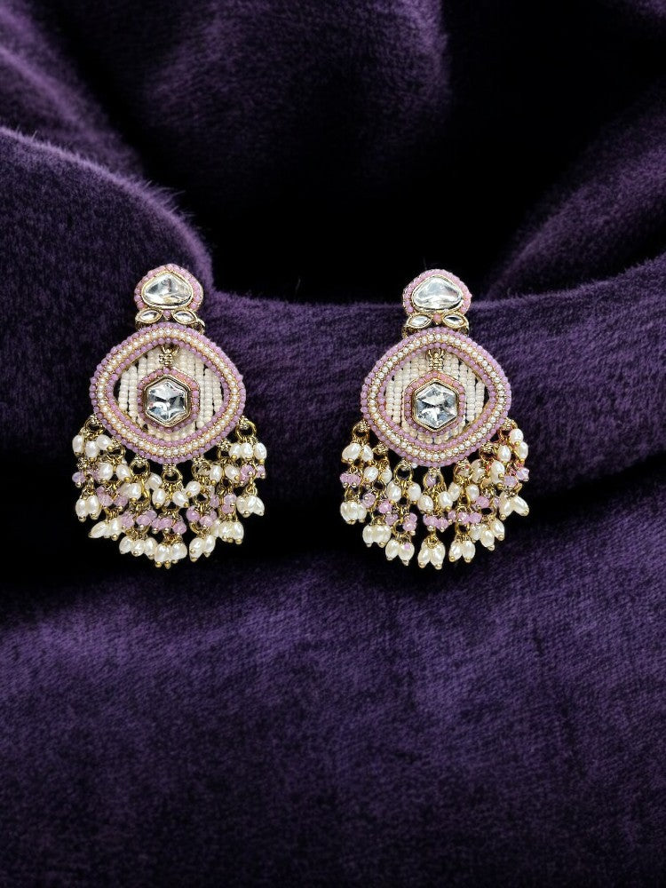 Pink Mihika Chandbali Earrings