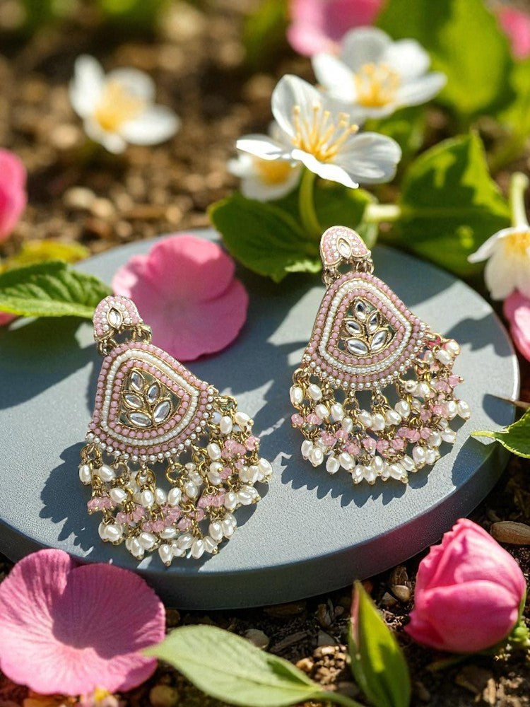 Pink Chandbali Earrings