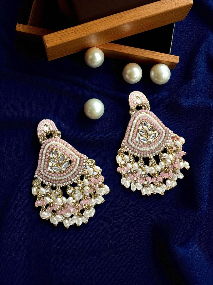 Pink Chandbali Earrings