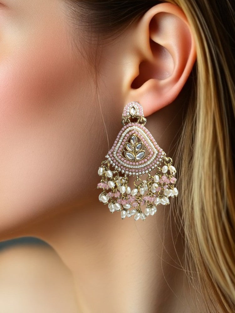 Pink Chandbali Earrings