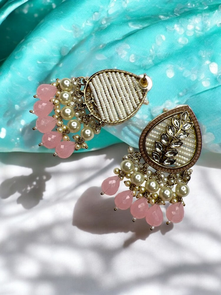 Pink Kiran Pearl Dangler Earrings