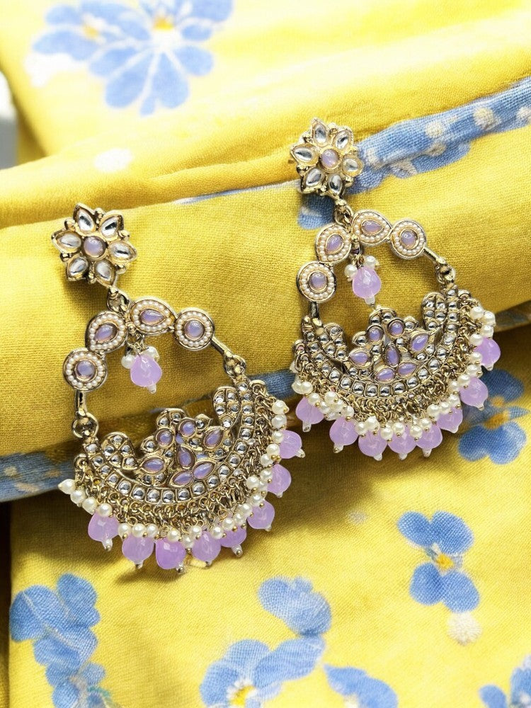 Purple Anika Chandbali Earrings