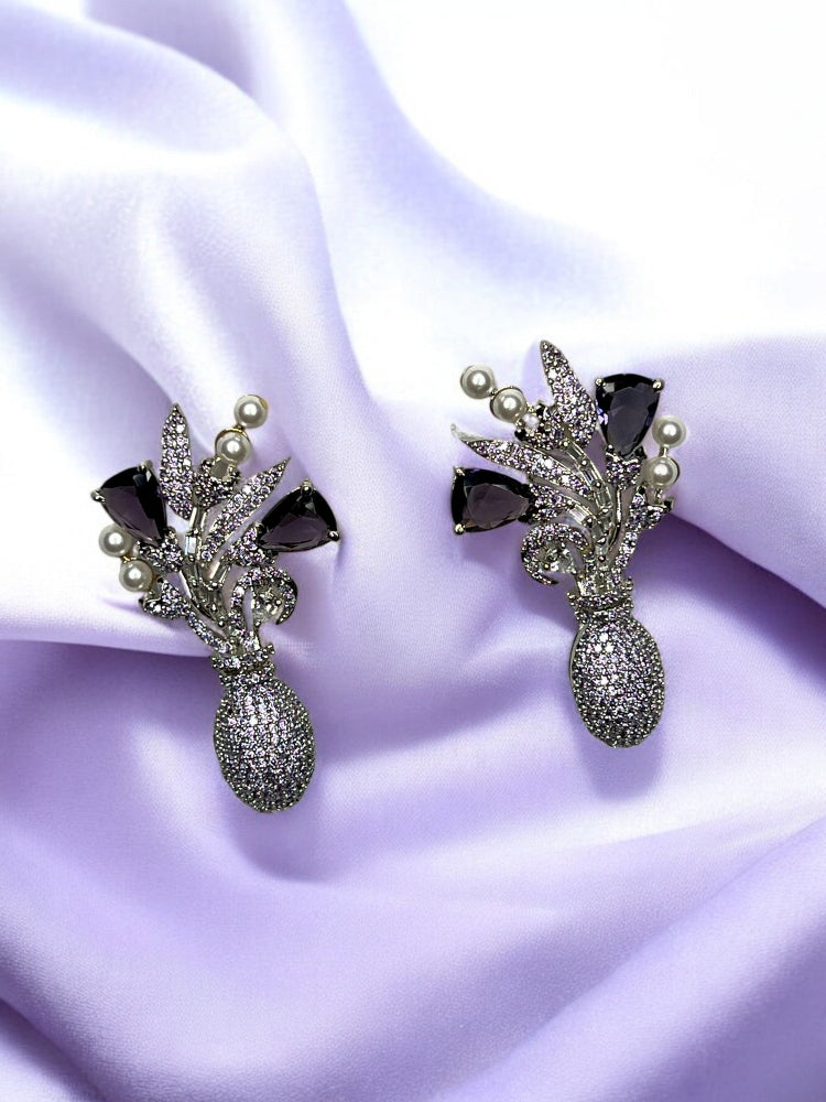 Purple Shanaya Pearl AD Studs