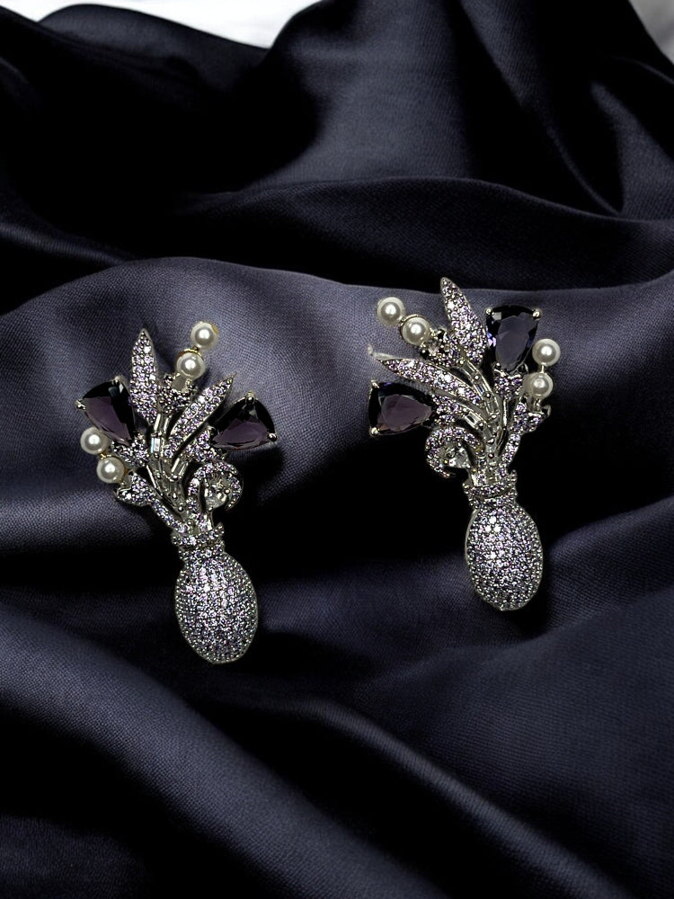 Purple Shanaya Pearl AD Studs