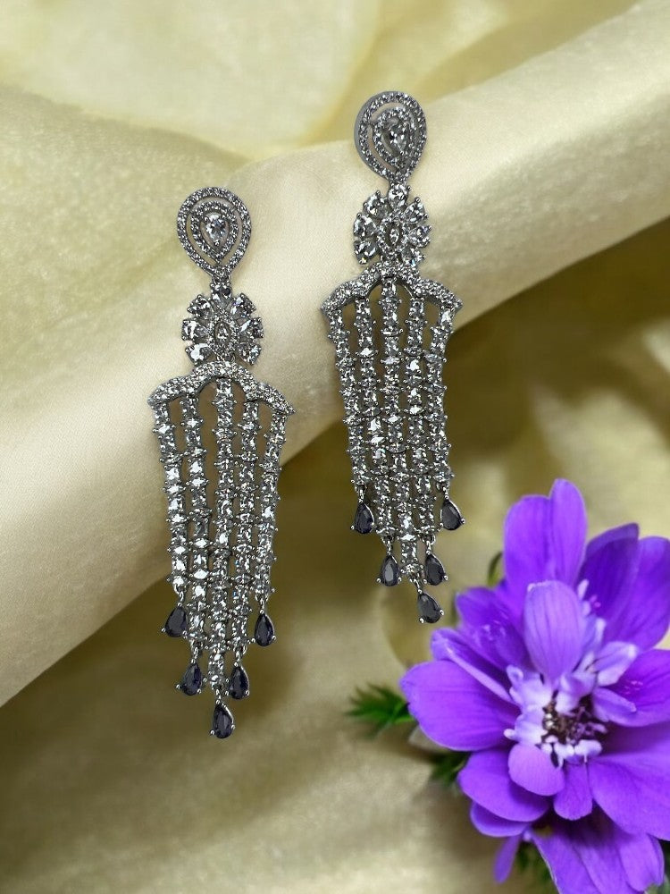 Purple Silver AD Danglers
