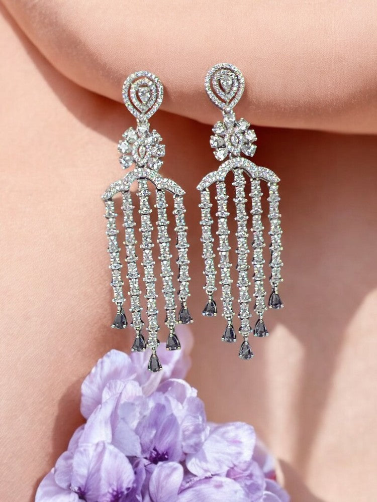 Purple Silver AD Danglers