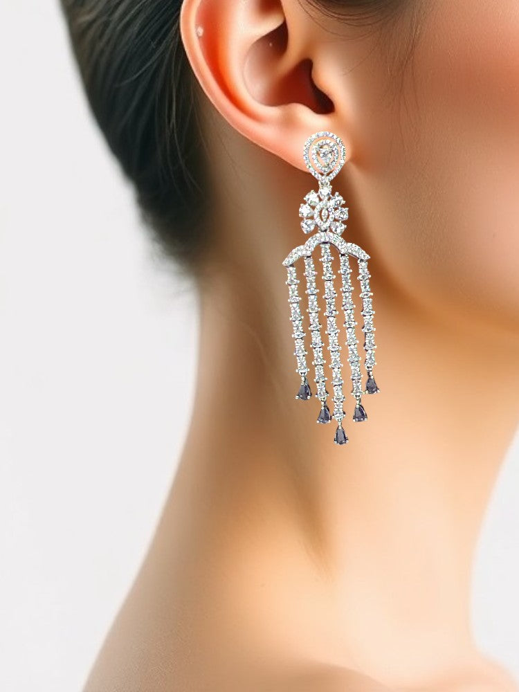 Purple Silver AD Danglers