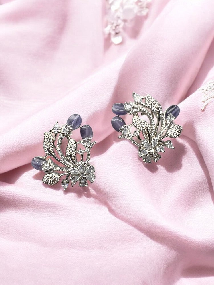 Purple Silver AD Kanishka Studs