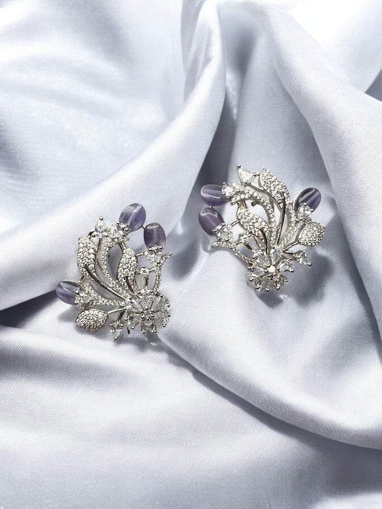 Purple Silver AD Kanishka Studs