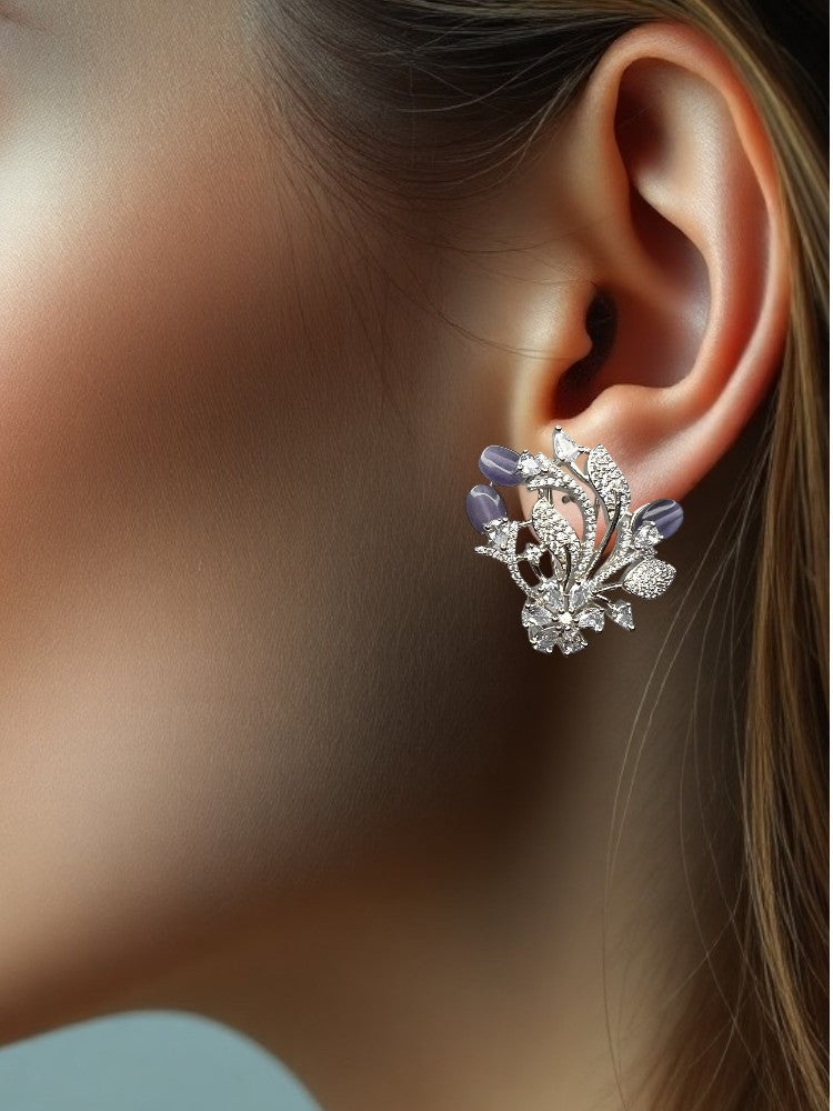 Purple Silver AD Kanishka Studs