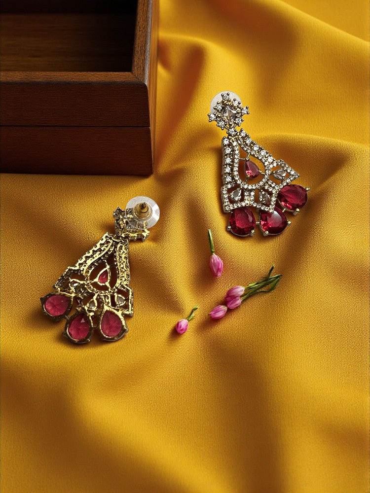 Ruby Gold Bela American Diamond Necklace Set