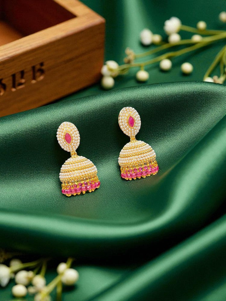 Ruby Ivory Rihana Jhumki Earrings