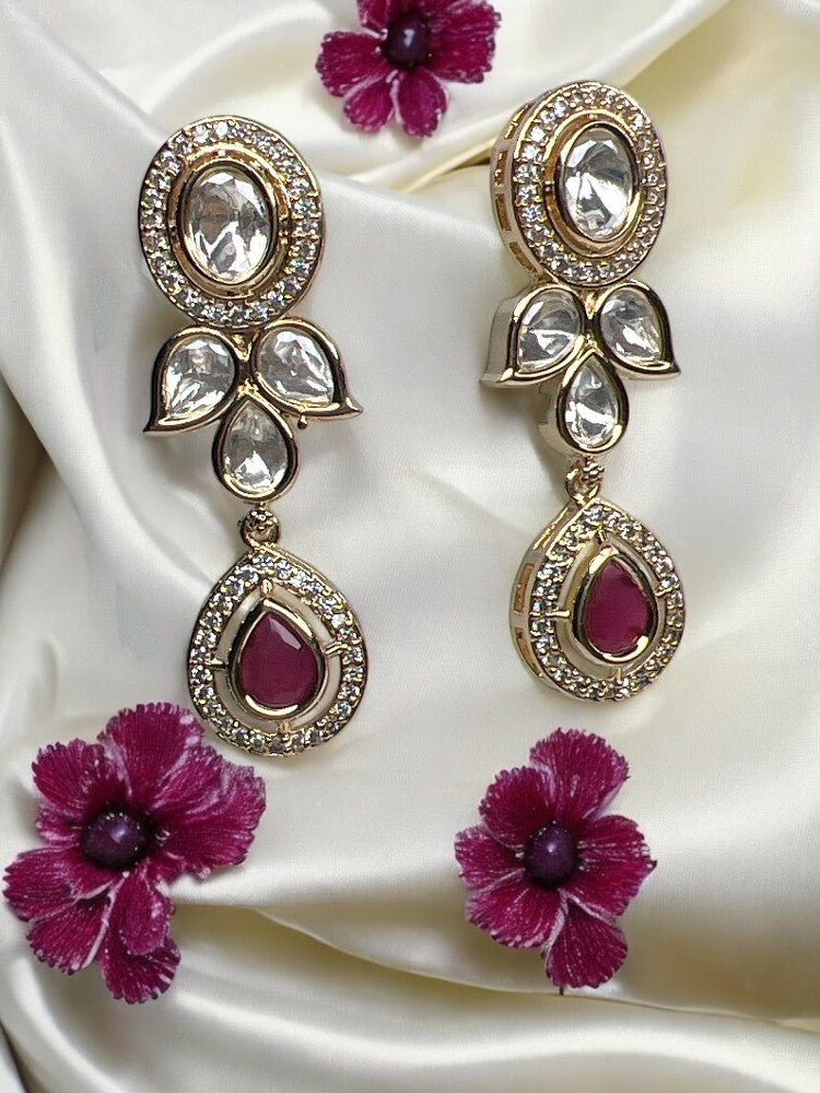Ruby Mrisha Gold Dangler Earrings