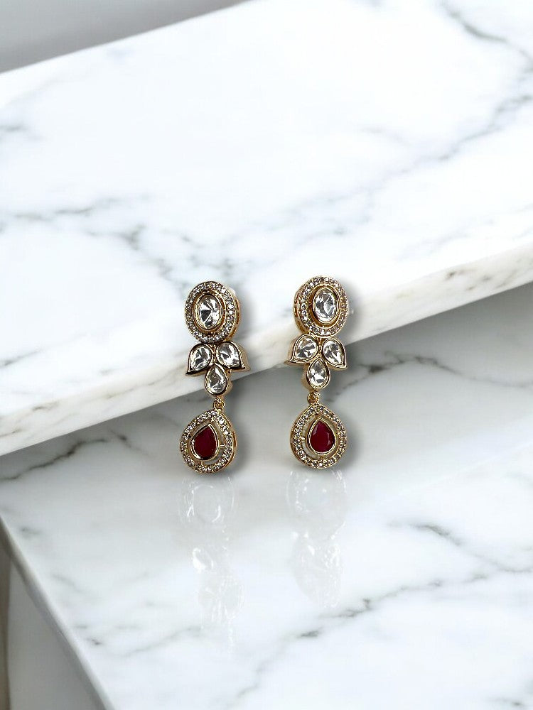 Ruby Mrisha Gold Dangler Earrings