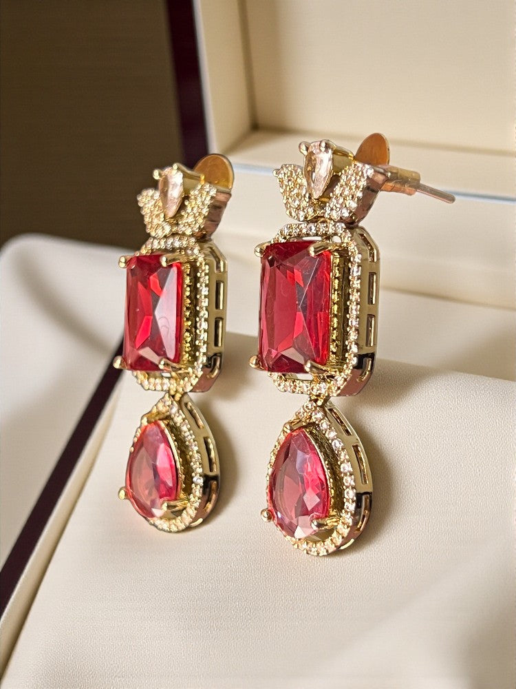 Ruby Gold Darika American Diamond Necklace Set