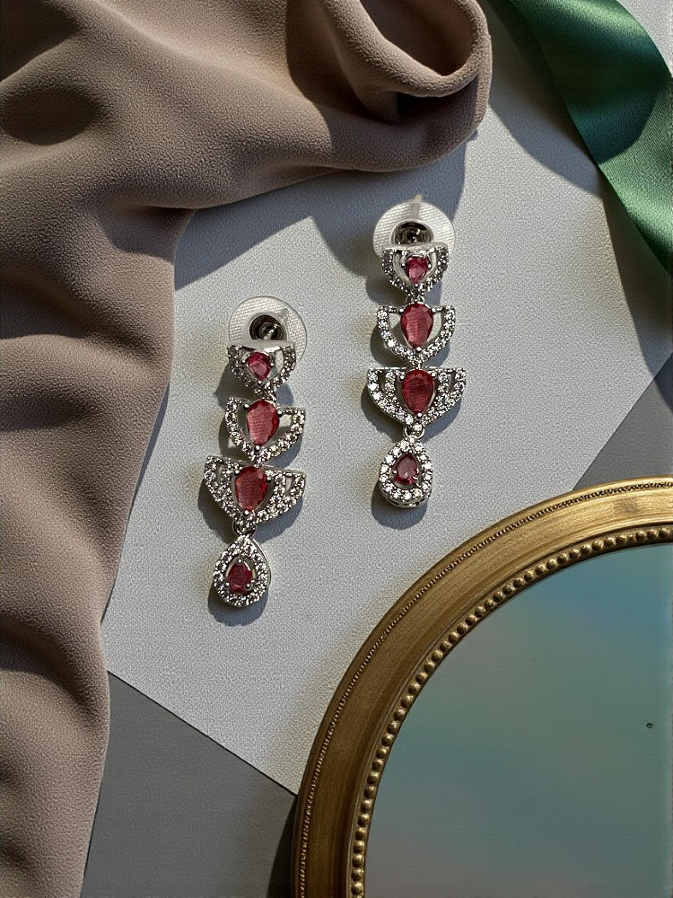 Ruby Silver Indira AD Necklace Set