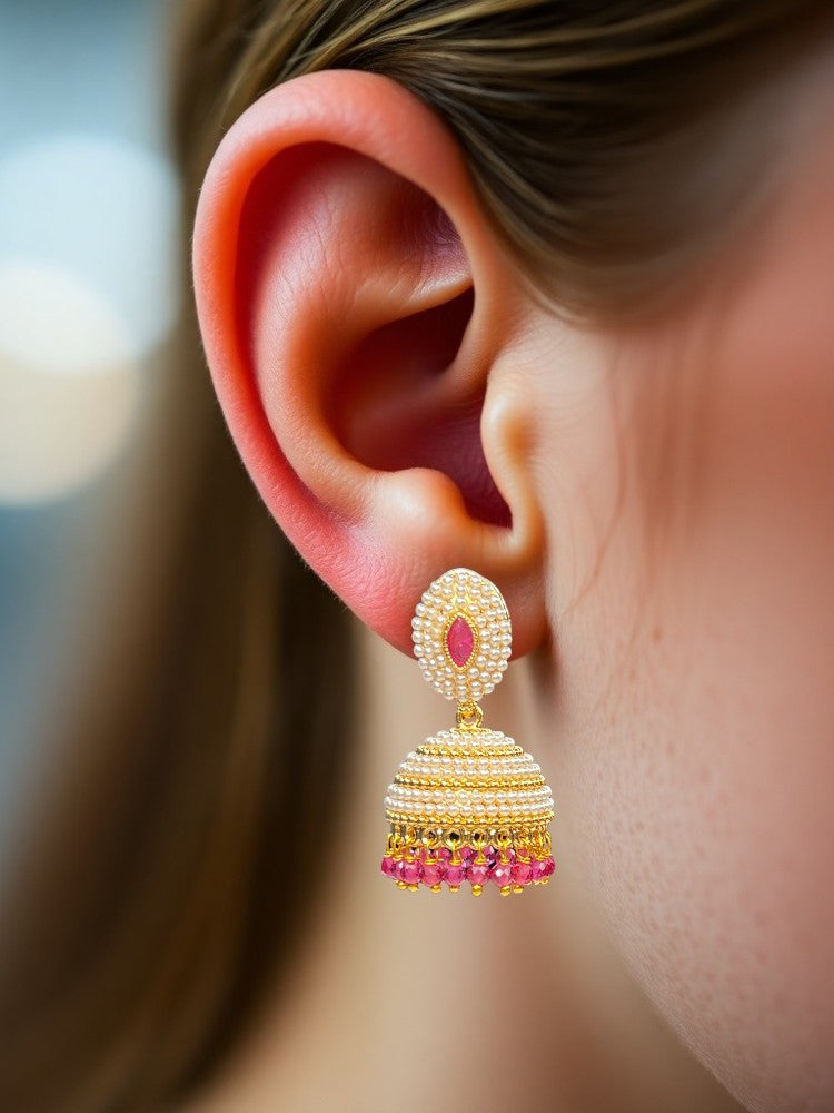 Ruby Ivory Rihana Jhumki Earrings