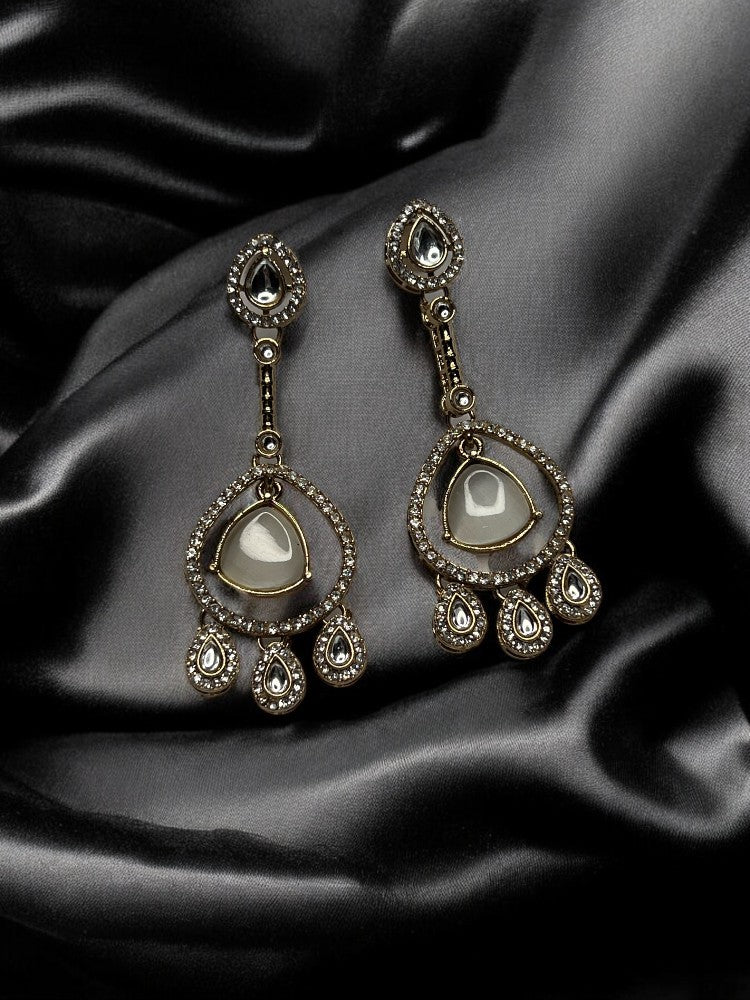 Silver ivory Mahi Dangler Earrings