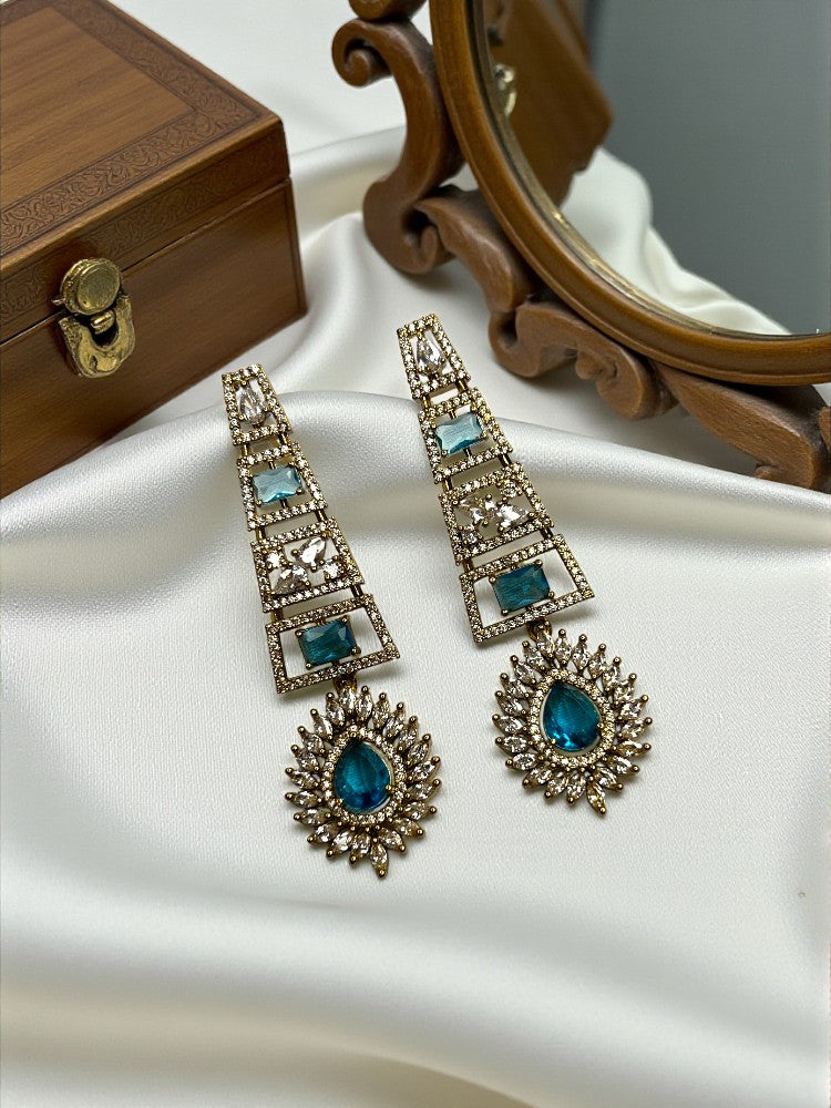 Turquoise Gold Amara American Diamond Necklace Set
