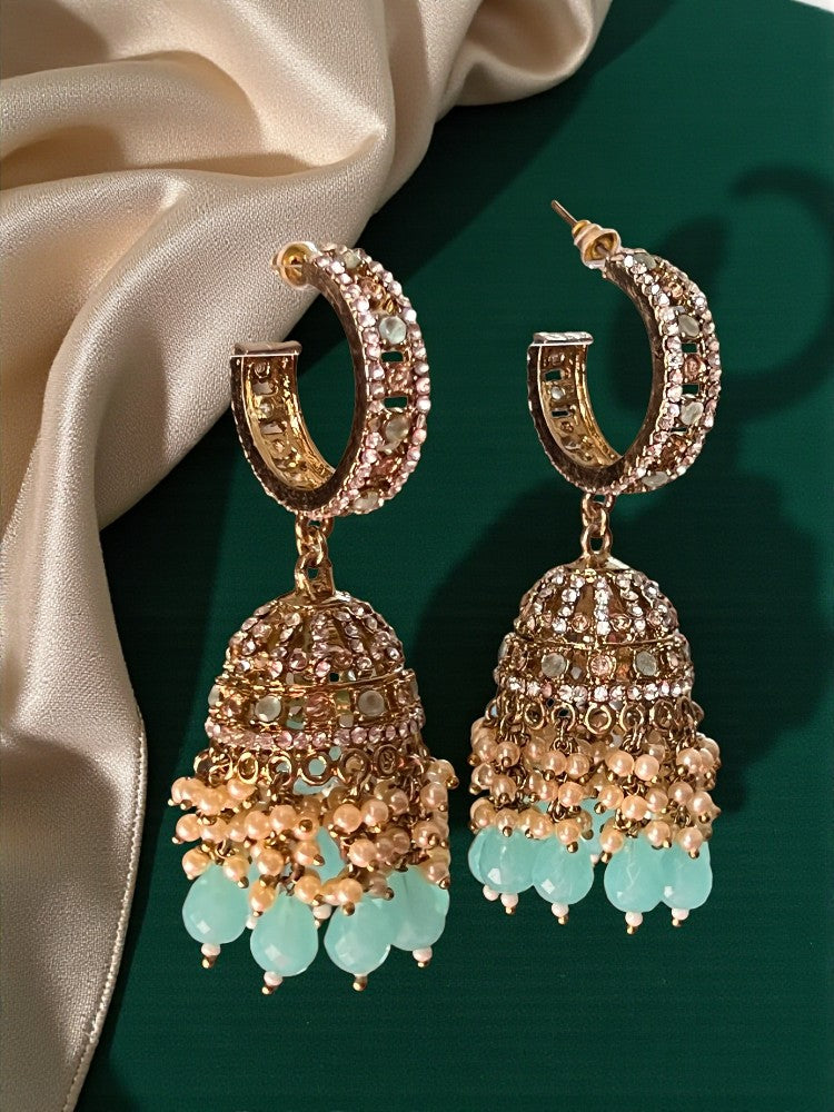 Turquoise Sheena Jhumki Earrings