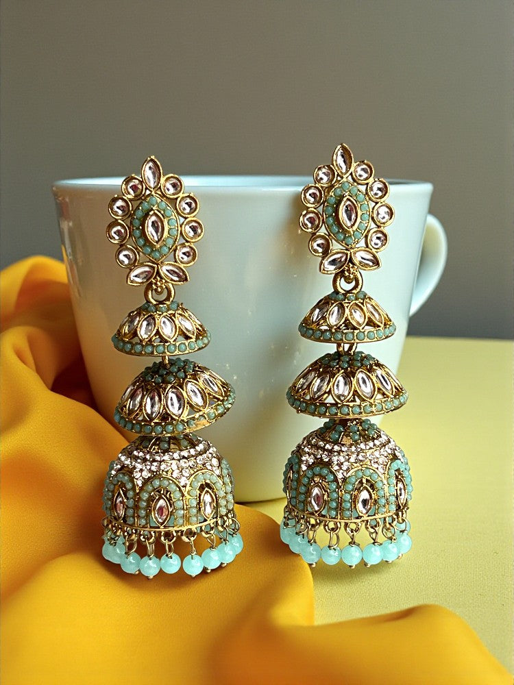 Turquoise Prachi Jhumki Earrings