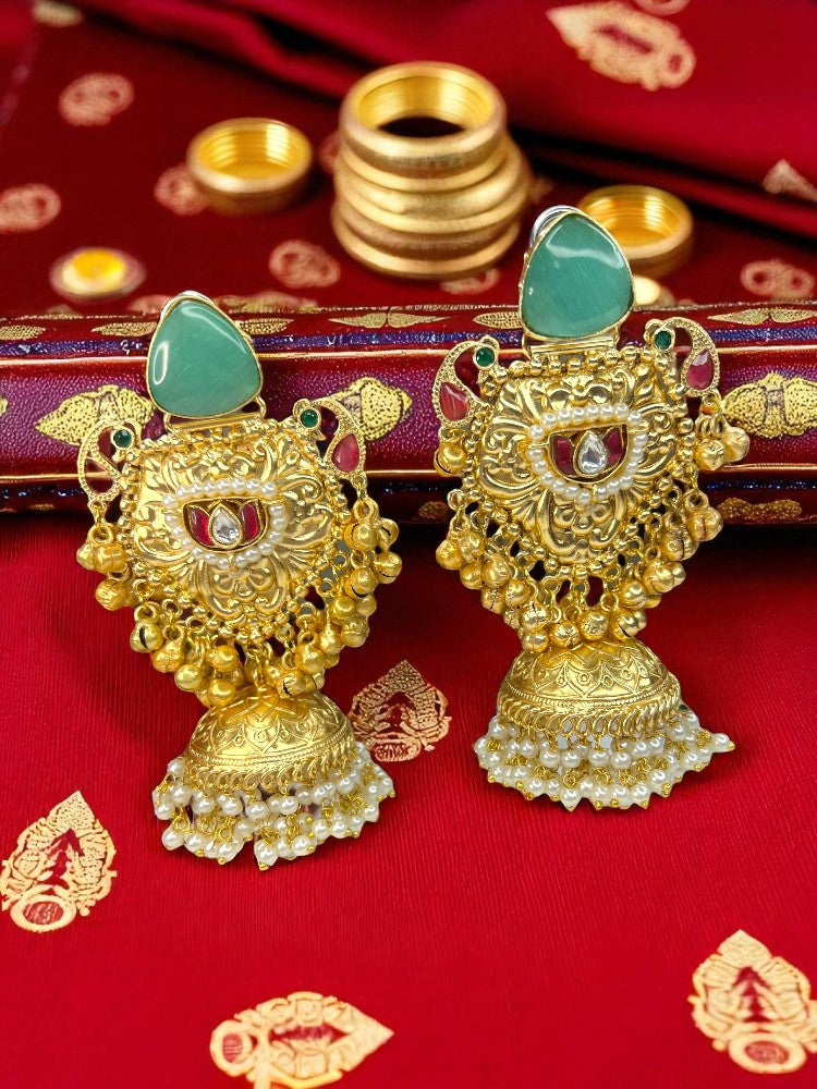 Mint Green Vannya Brass Jhumki Earrings