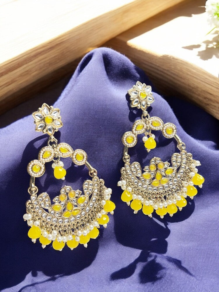 Yellow Anika Chandbali Earrings