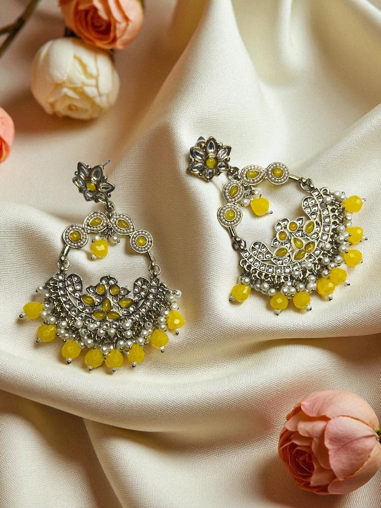 Yellow Anika Chandbali Earrings