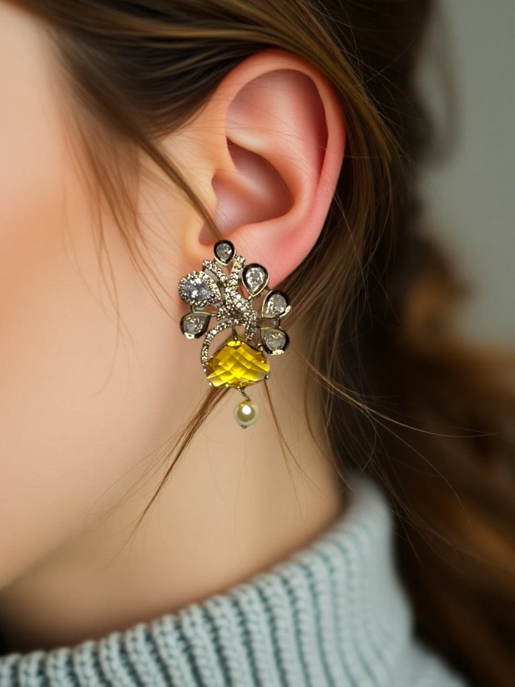 Yellow Anvi Stud Earrings gold