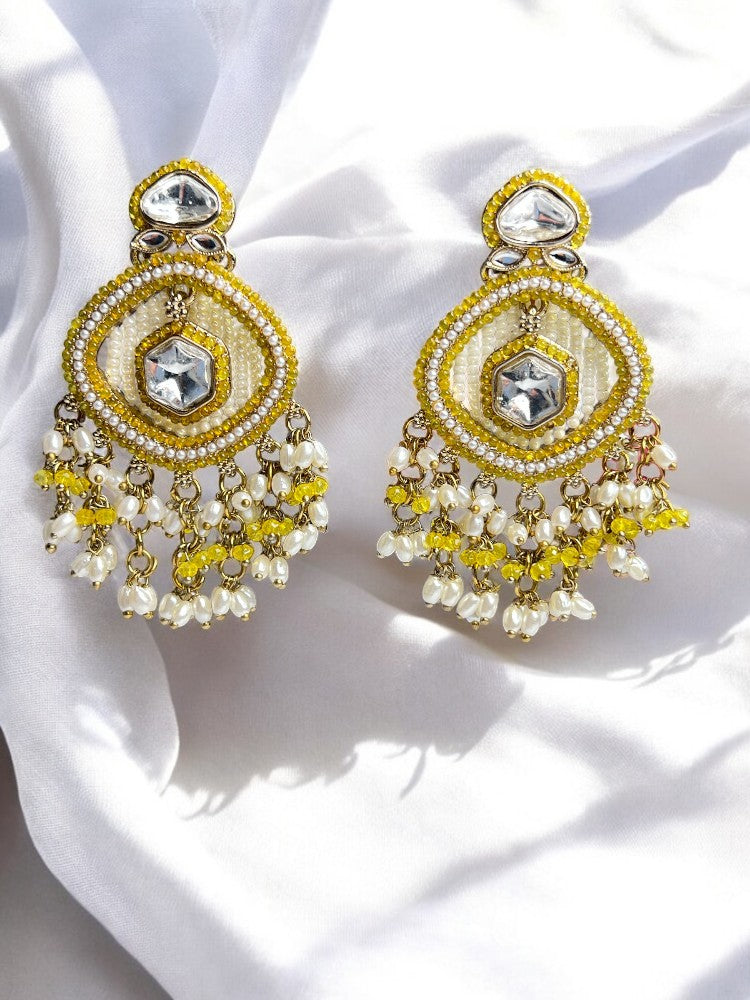 Yellow Chandbali Earrings