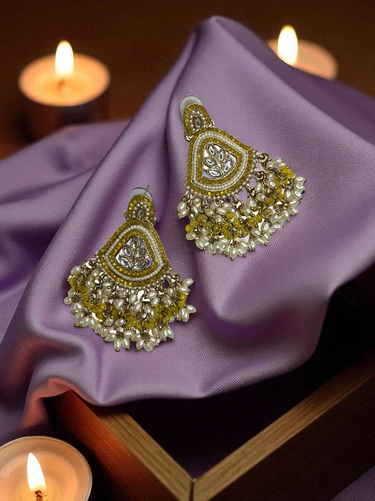 Yellow Nishika Chandbali Earrings