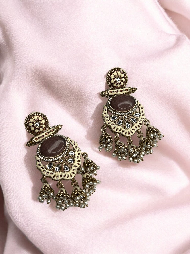 Ivory brown Kahini Dangler Earrings