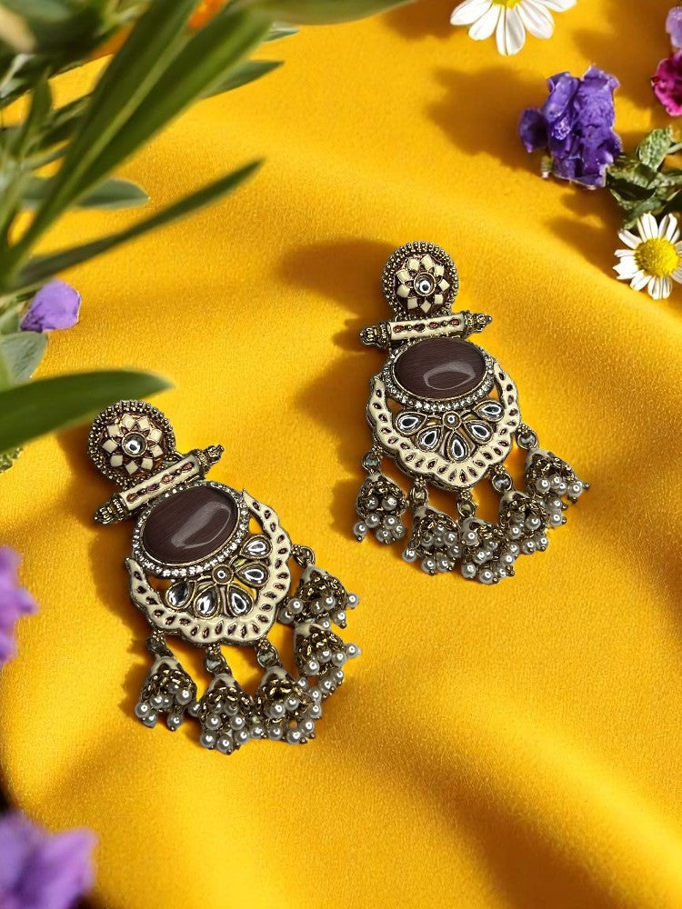 Ivory brown Kahini Dangler Earrings