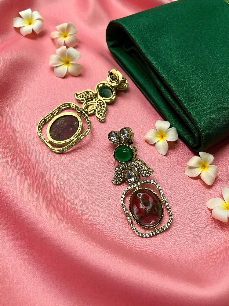 Green Ruby Zoya Dangler Earrings