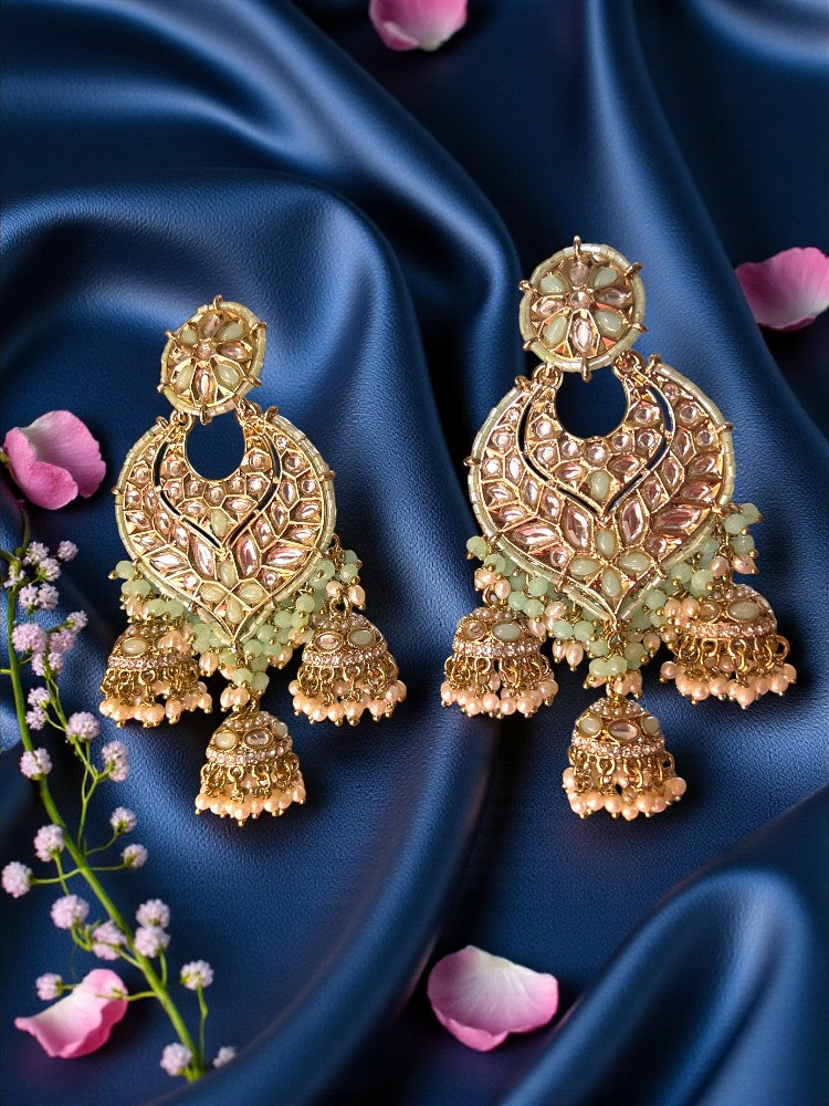 Mint Green Ishaani Chandbali Earrings