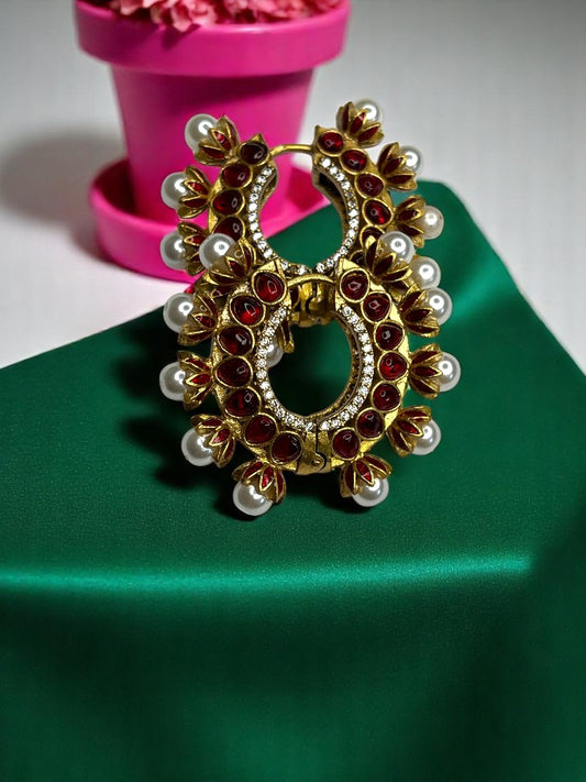 Ayra Red Pearl Hoop Earrings