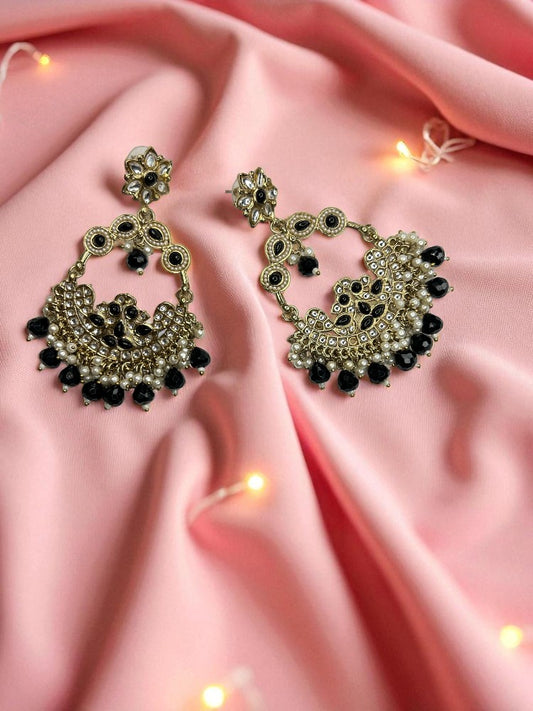 Black Anika Chandbali Earrings
