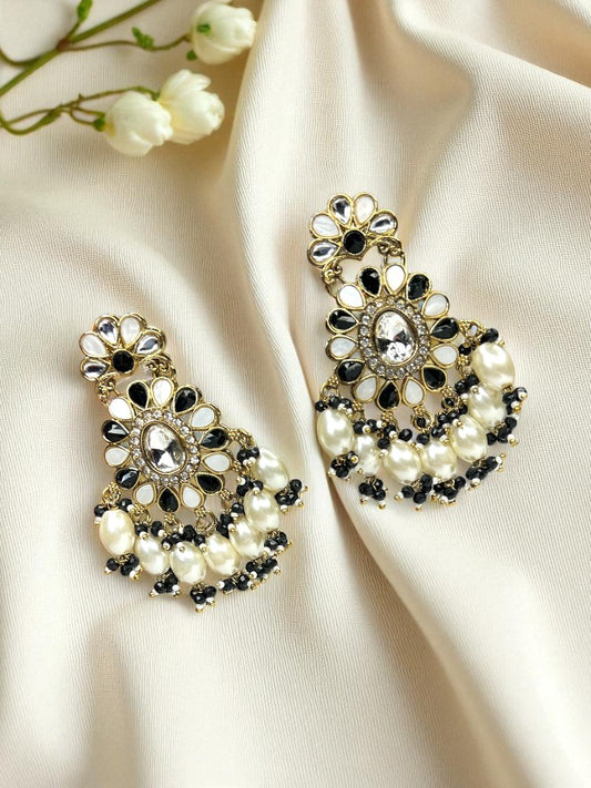 Black Pearl Riya Chandbali Earrings